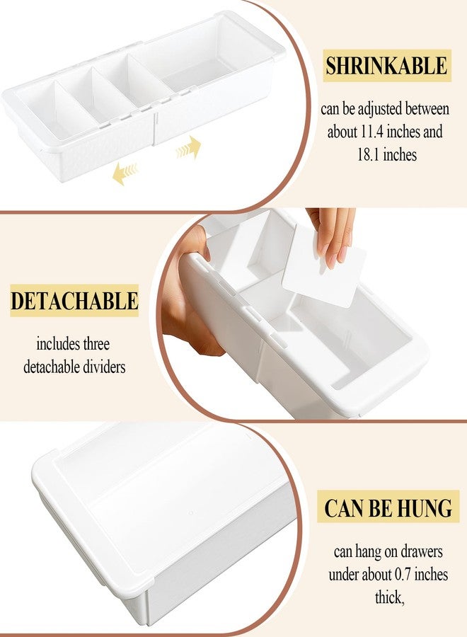 BrightRow 3 Pcs Expandable Drawer Organizer Bins Adjustable Deep Drawer Hanging Organizer Tray Expandable 11.4 to 18.1 Inches Plastic Dividers Storage for Office Bathroom Bedroom Kitchen Desk, White - Image 4